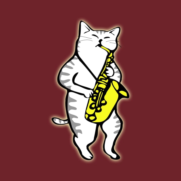 Cat Playing Saxophone by DonnaPeaches