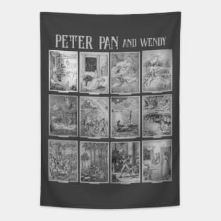 Peter Pan, Neverland Wendy Darling - Captain Hook, Tinker Bell and the lost boys Tapestry