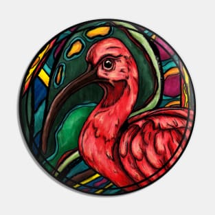 Scarlet ibis bird in colorful jungle, red bin chicken graphic art Pin