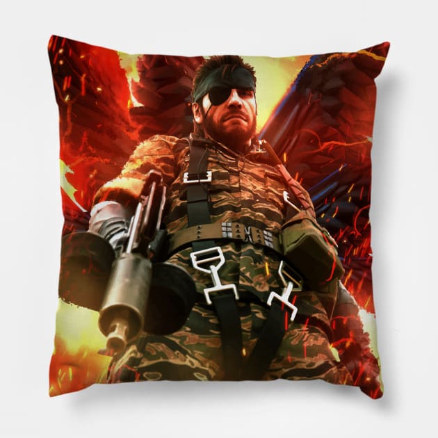 metal gear solid 3 naked snake the boss Pillow by syanart