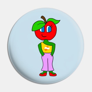 Cartoon Apple Girl Pin