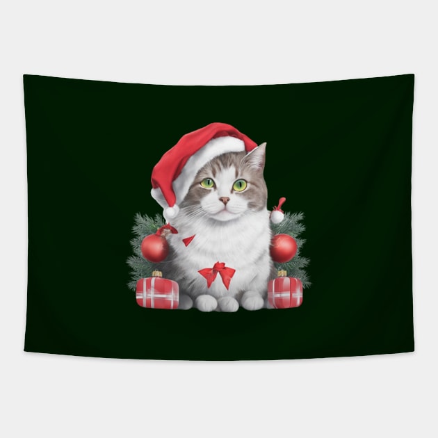 funny santa cat Tapestry by halazidan