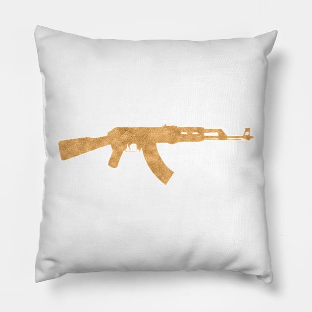 Gold AK47 Rifle Pillow by nolabel