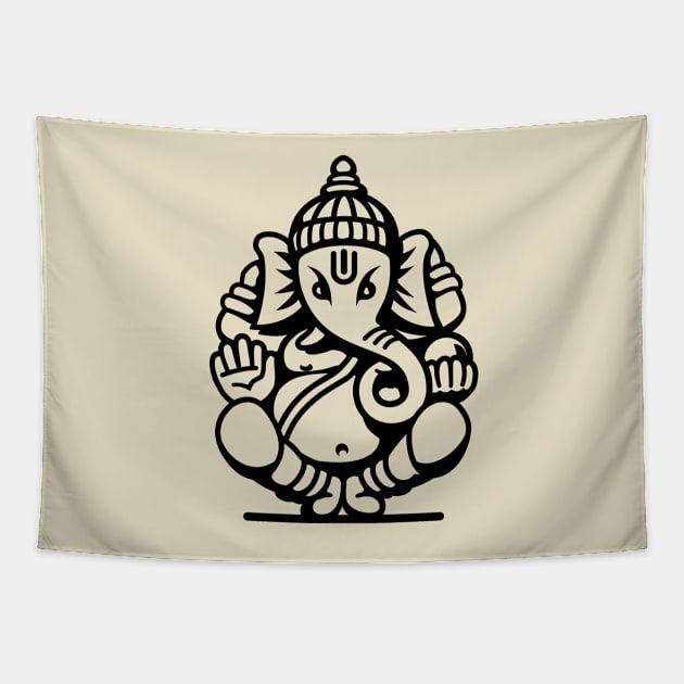 Ganesh Ganesa Ganapati Elephant 4 (black) Tapestry by Mystic-Land