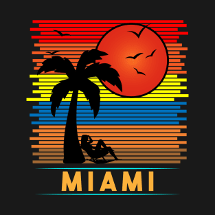 Retro Vintage Miami Beachside Sun Silhouette T-Shirt