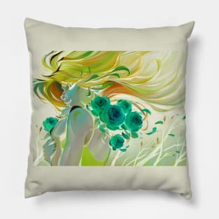 floral lady in bright spring sunshine ecopop Pillow