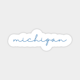 michigan blue cursive script Magnet