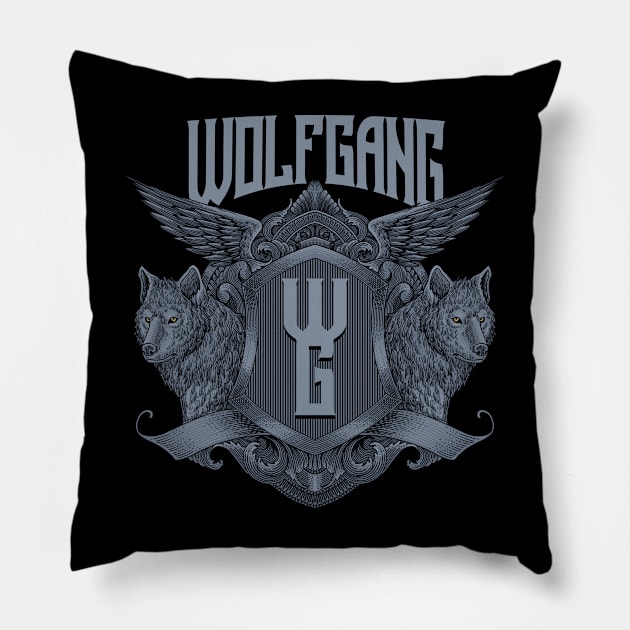 Wolf Gang Shield Logo Pillow by Tonymidi Artworks Studio