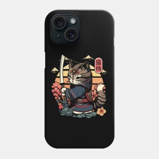 Samurai Cat Tattoo, Kawaii Ninja Cat Phone Case