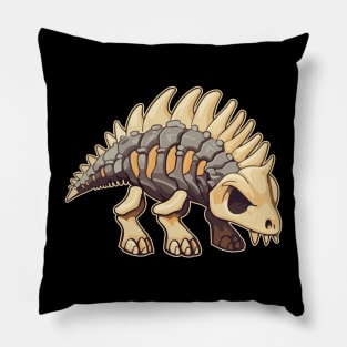 Scary Chibi Stegosaurus Isometric Dinosaur Skeleton Pillow