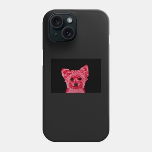 Red Yorkie over Black Phone Case