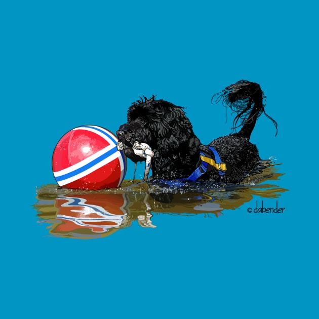 Portuguese Water Dog with Buoy Ball by avondalealley