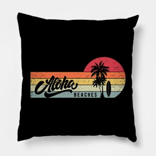 Aloha beaches summer vintage retro tee Pillow