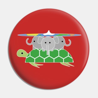 Elephants on a Turtle Pin