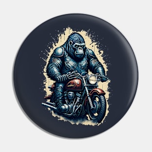 Gorilla riding a classic motorcyle Pin