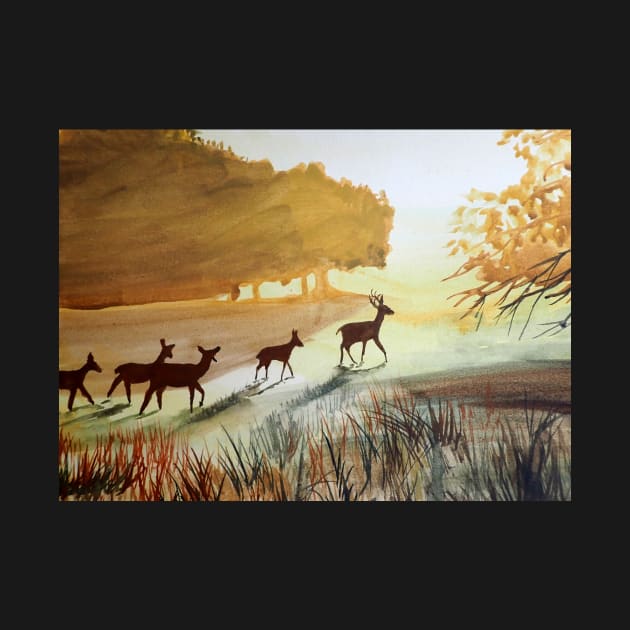 Deer Watercolor Painting by julyperson