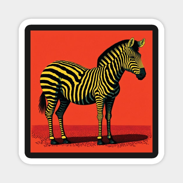 Zebra on an Orange Background Magnet by Geminiartstudio