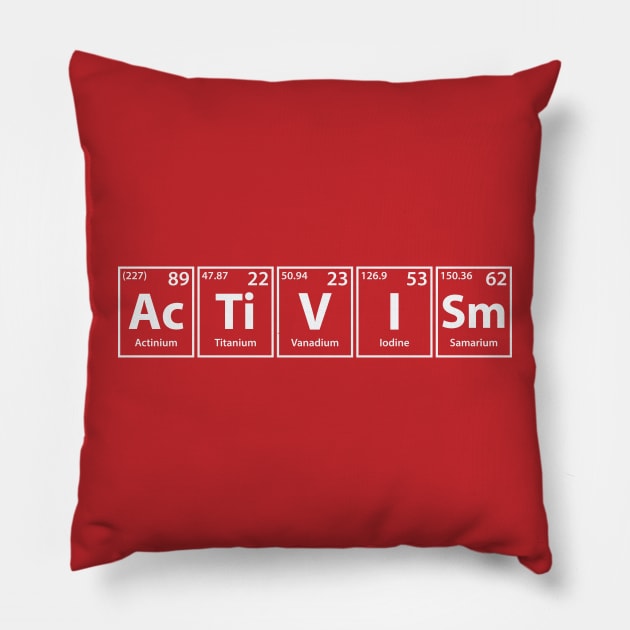 Activism (Ac-Ti-V-I-Sm) Periodic Elements Spelling Pillow by cerebrands