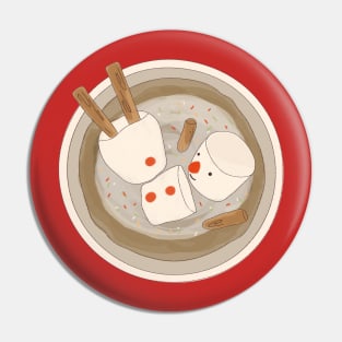 Marshmallow Snowman Swimming in Holiday Drink Pin