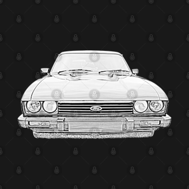 Ford Capri Mk3 1980s classic car monochrome by soitwouldseem