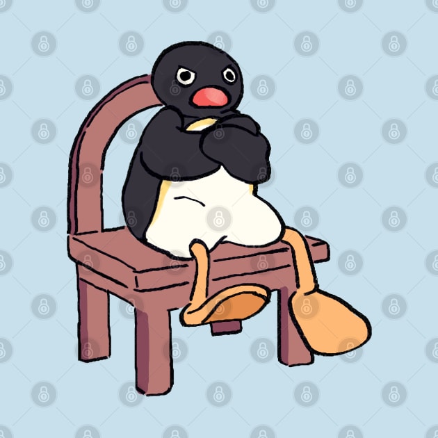 sulking sitting penguin meme / pingu by mudwizard