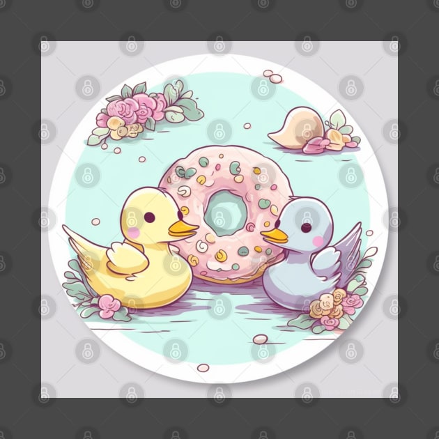 Duck Donut Love, Flower Design by FrenArt