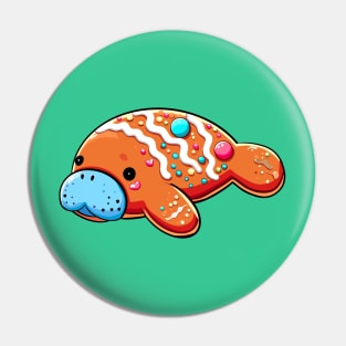 Gingerbread Manatee Pin