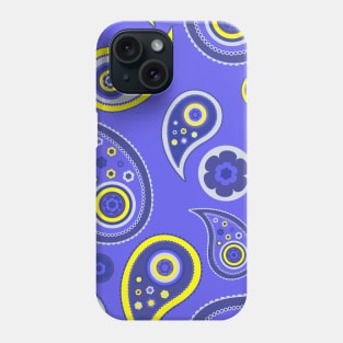 Blue yellow paisley pattern Phone Case