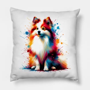 Colorful Norrbottenspets in Vibrant Splash Paint Style Pillow