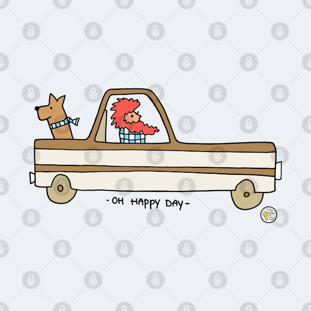 pick-up truck cartoon dude with dog by Mellowdays