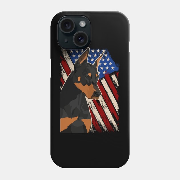 Doberman Pinscher American Flag USA Phone Case by Africanob