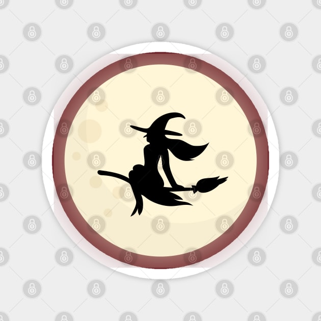 Flying Witch Moon Background Magnet by Mako Design 