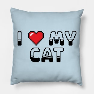 I Heart My Cat Classic Video Game Graphic Black Pillow