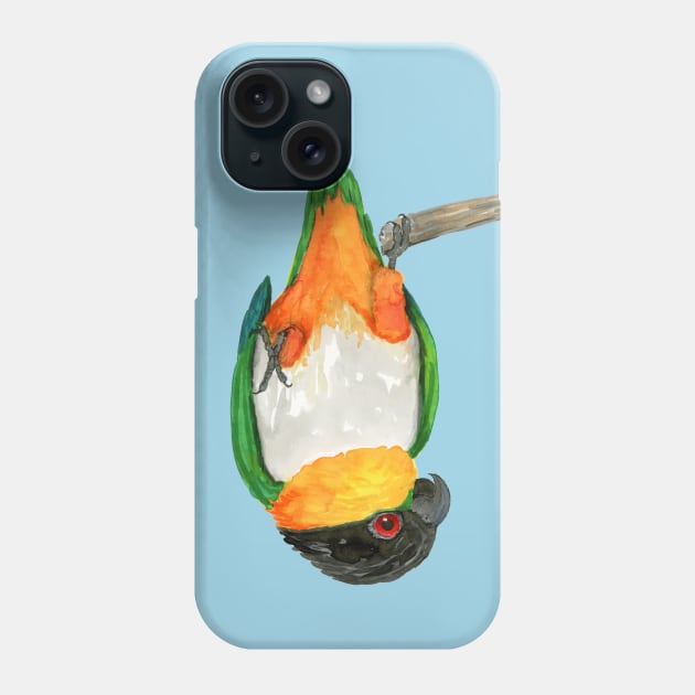 A black headed caique hanging upside down Phone Case by Bwiselizzy