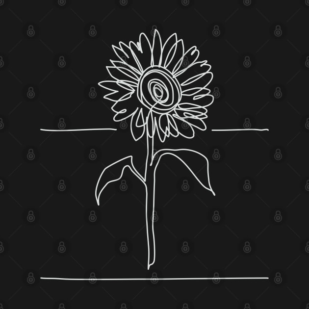 Sunflower Line Drawing - White by EnvelopeStudio