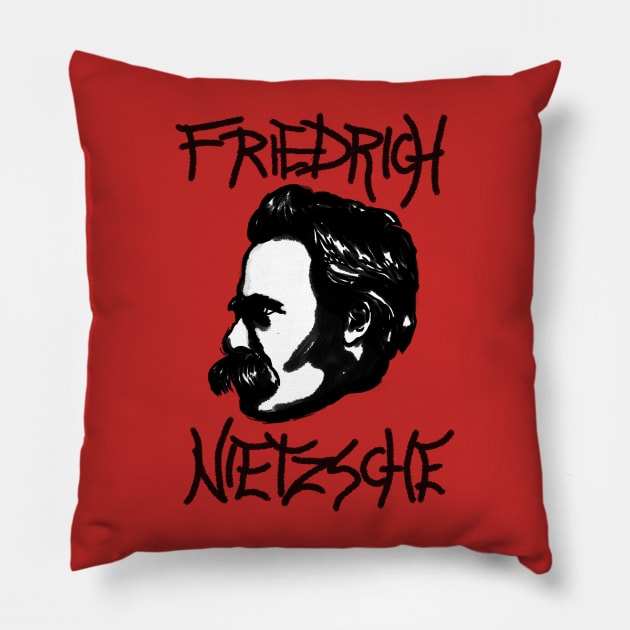 Friedrich Nietzsche ink Pillow by HelenaCooper