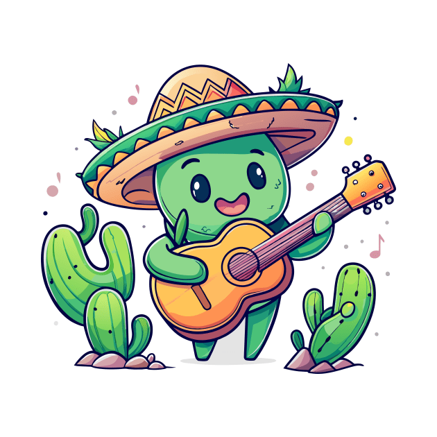 cute cactus playing guitar by Shapwac12