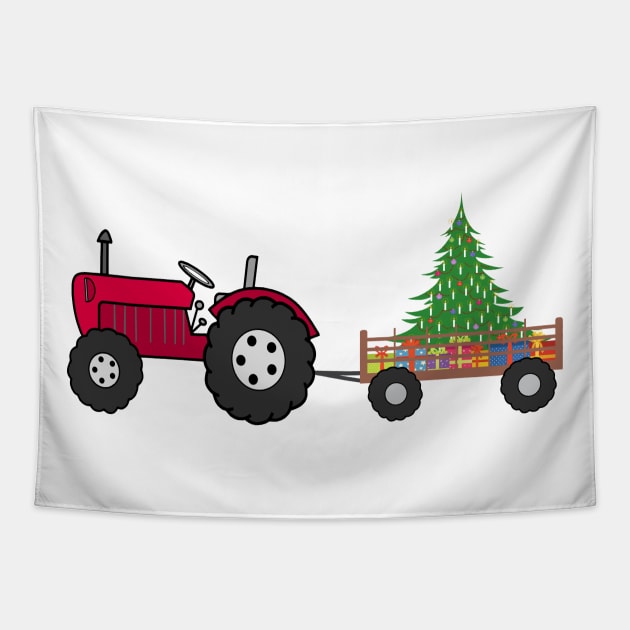 Christmas Tractor Tapestry by KarwilbeDesigns