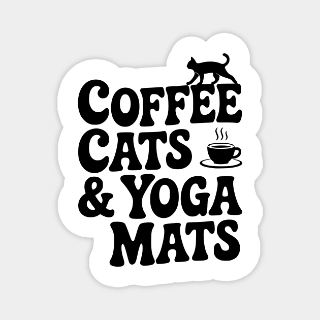 Coffee Cats & Yoga Mats Magnet by Frank Ring