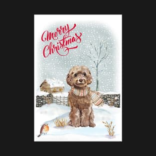 Cute Cockapoo Merry Christmas Santa Dog T-Shirt