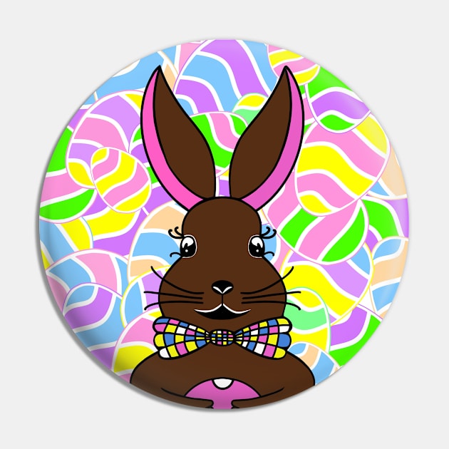 CHOCOLATE Funny Easter Bunny With Eggs Pin by SartorisArt1