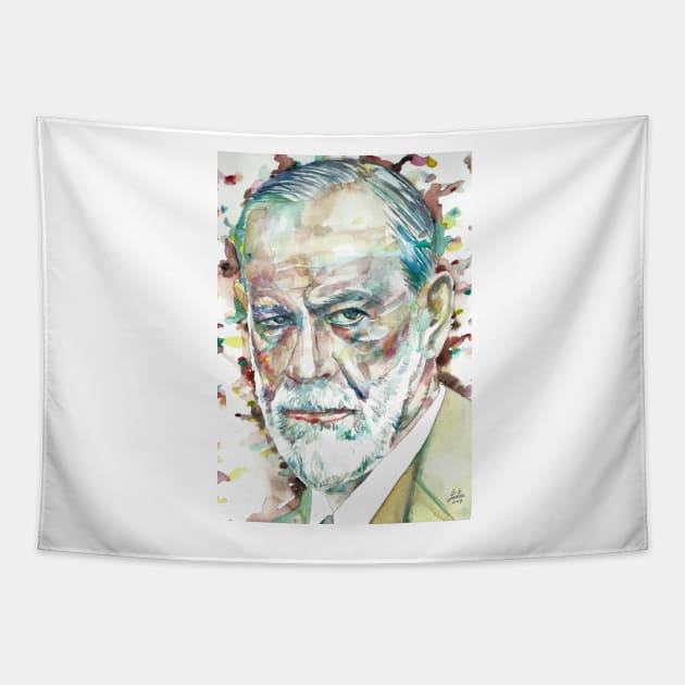 SIGMUND FREUD - watercolor portrait.1 Tapestry by lautir