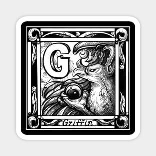 G is For Griffin - White Outlined Design Magnet