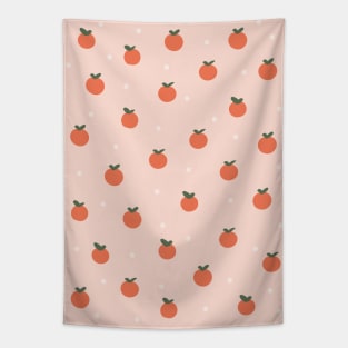 Tiny peach, tangerine, orange, Cute pattern, Cottagecore aesthetic, Fruit art print, Food art Tapestry