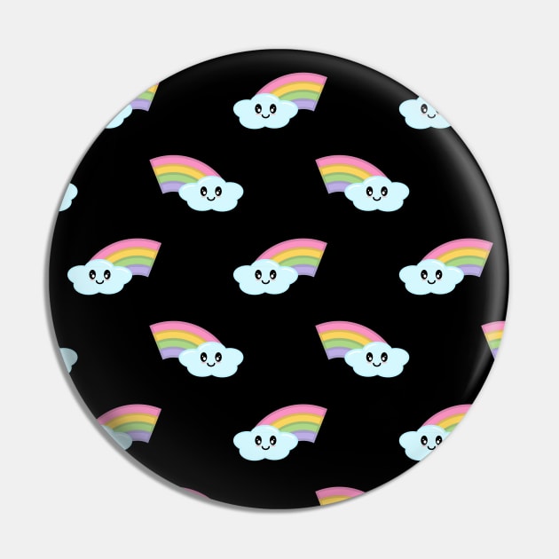 Kawaii Cute Rainbow Pattern in Black Pin by Kelly Gigi