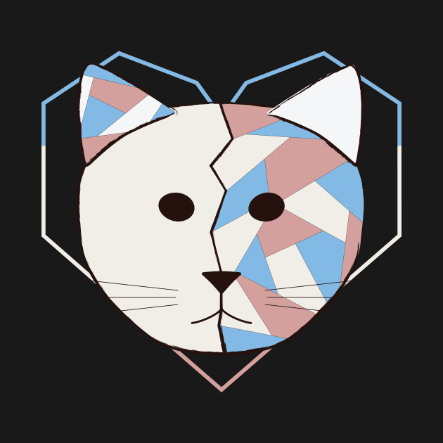 White Geometric Cat by Kali Farnsworth