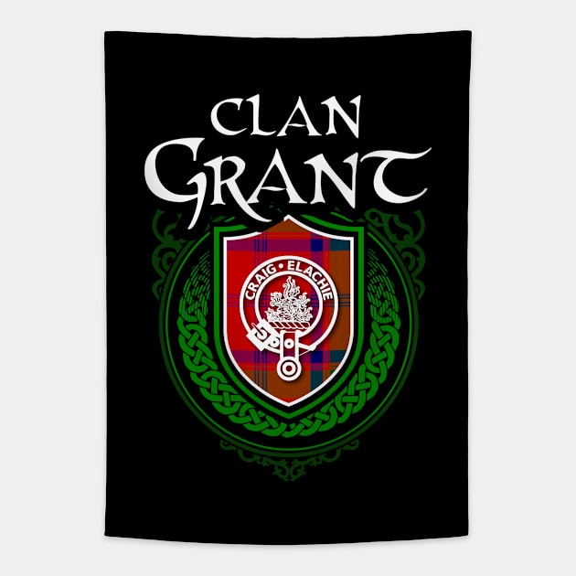 Clan Grant Surname Scottish Clan Tartan Crest Badge Tapestry by Celtic Folk