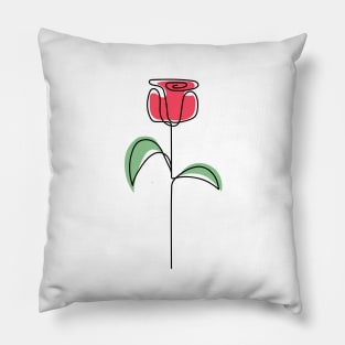 Abstract Rose Flower One Line Art Pillow