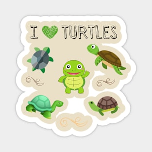 I LOVE TURTLES | Fun For Turtle Lovers Magnet