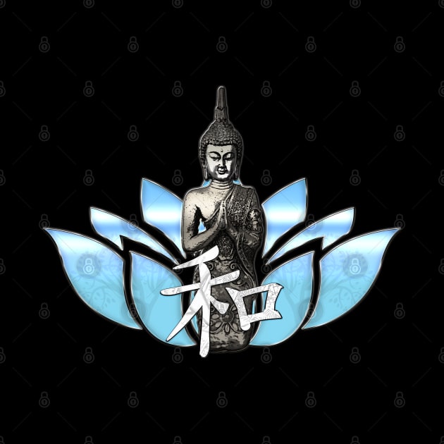 buddha lotus kanji for peace by kamdesigns